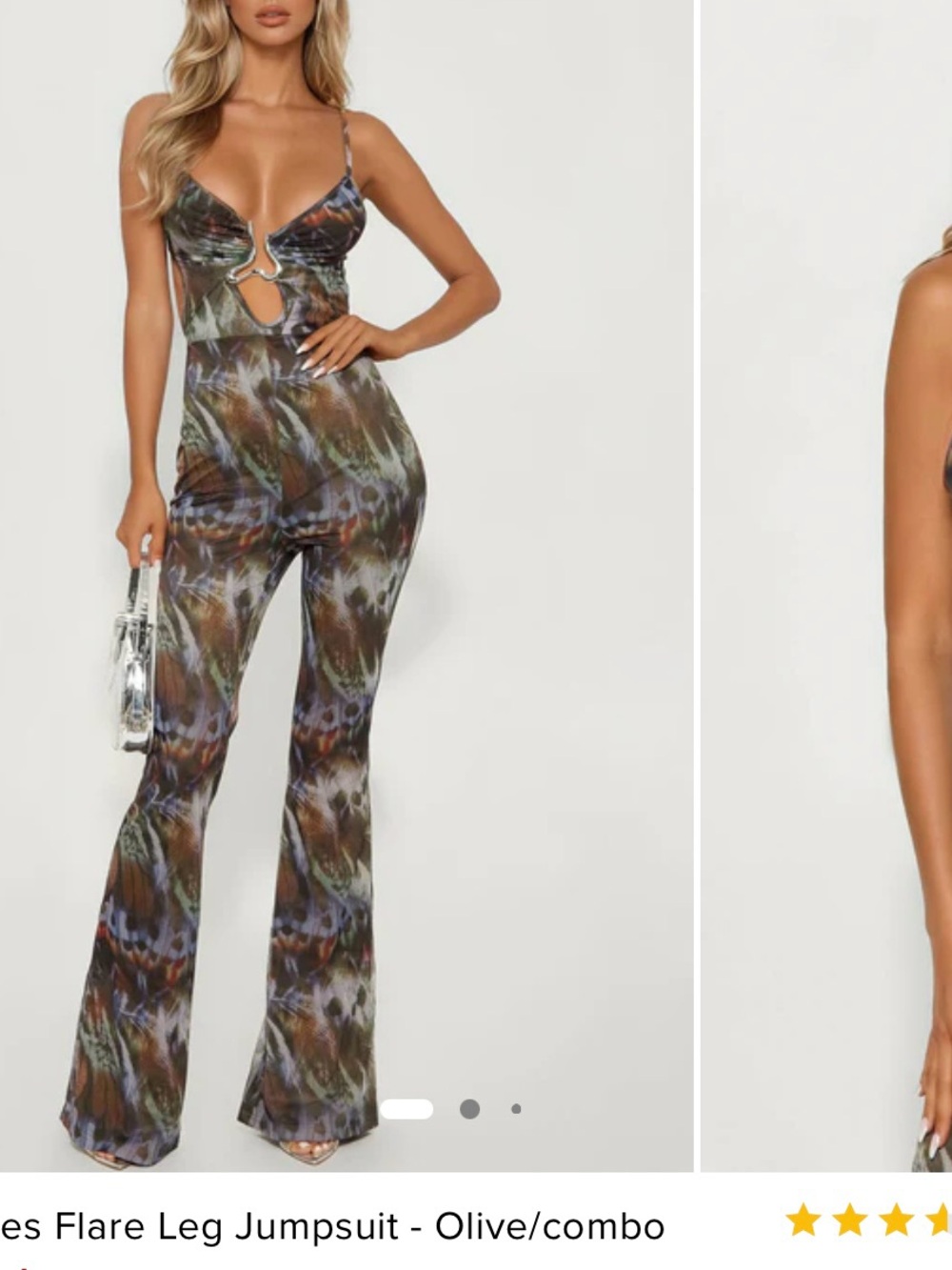 NWT Fashion Nova Olive Combo Cutout Flare Jumpsuit